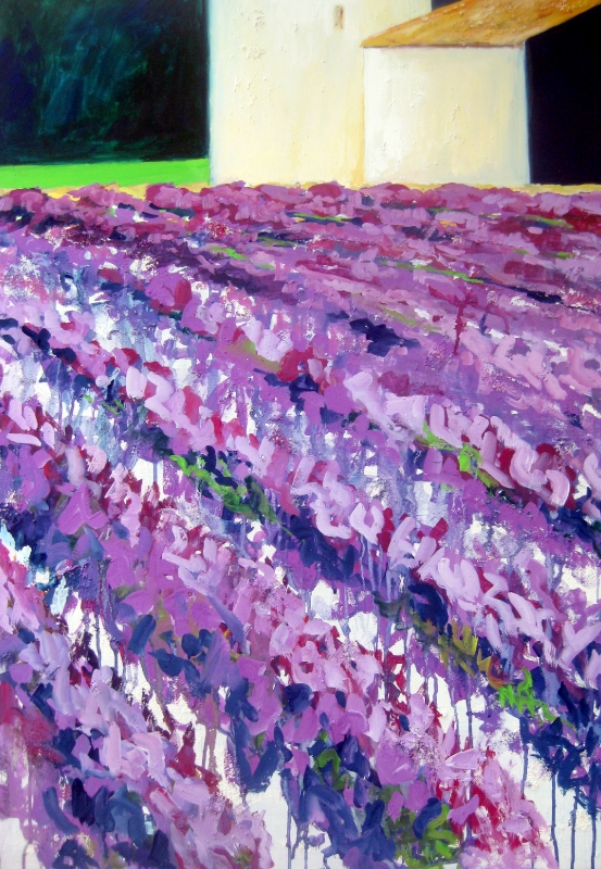 Lavendel-Felder in der Provence, Kasein-Tempera auf Leinwand (70x100cm)